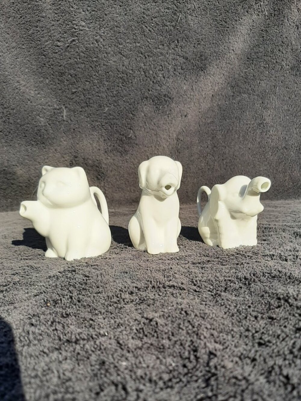 Mini 2 oz Creamers Milk Jugs Cat Dog Elephant White